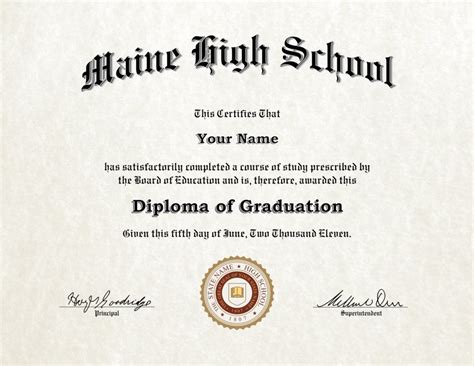 Fake High School Diploma 1 - Diploma Outlet