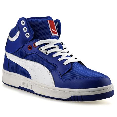 Mens Puma Rebound Mid Ankle Leather Hi Tops Skate Basketball Trainers ...