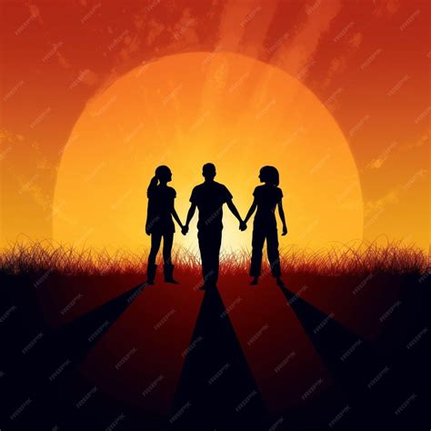 Premium AI Image | Silhouette of happy family on sunset background ...