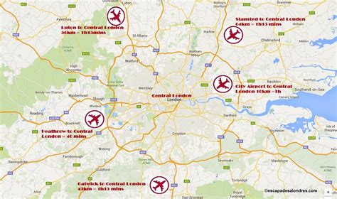 London airports map - London airport map (England)