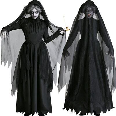 2019 Women Halloween Ghost Bride Cosplay Costume Scary Witch Vampire ...