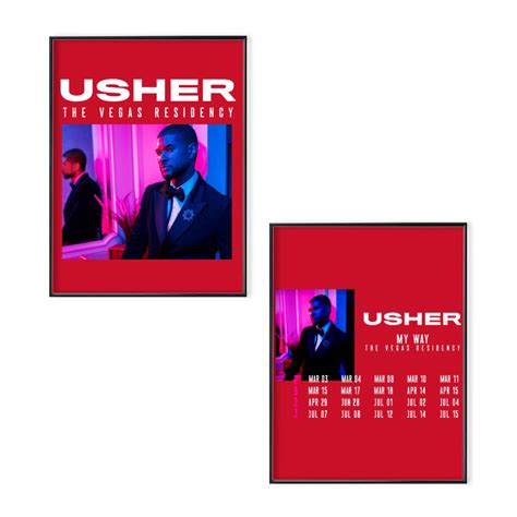 Usher My Way The Vegas Residency Tour 2023 Poster Set, Usher Tour 2023 ...