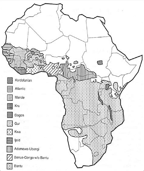 A map of the Niger Congo languages, adapted from Nurse & Philippson ...