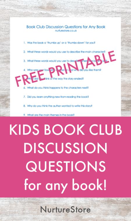 Printable book club discussion questions for any book - NurtureStore