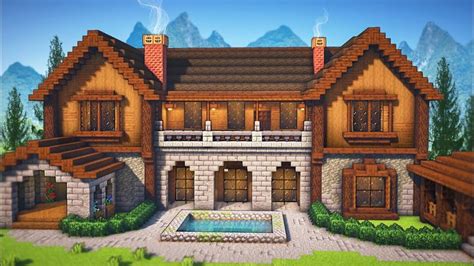 Minecraft: How To Build A Wooden Mansion | Tutorial in 2024 | Minecraft ...