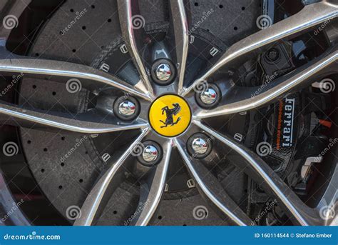 Ferrari Logo on the Wheel of a Car Editorial Stock Image - Image of ...