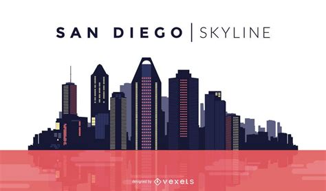 San Diego Color Skyline - Vector Download