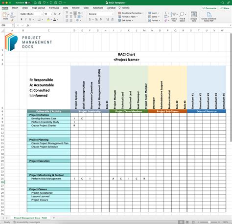 RACI Chart Template for Excel: Free Download