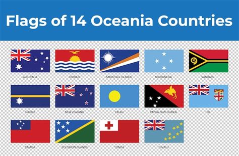 Premium Vector | Flags of 12 Oceania Countries