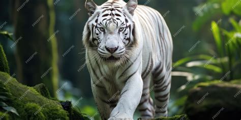 Premium AI Image | White Tiger Natural Habitat Portrait