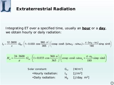 Solar radiation calculation