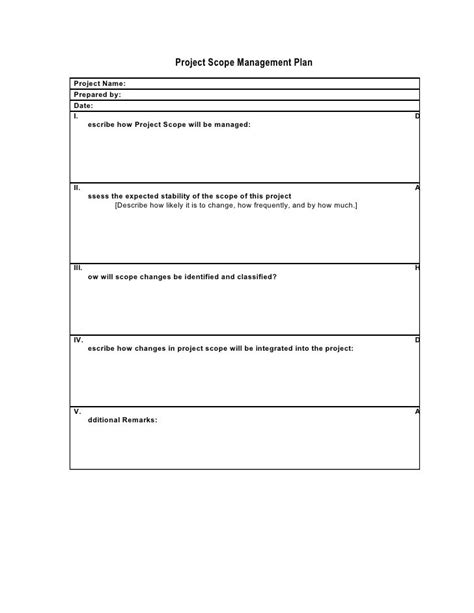 Project Scope Management Plan Template