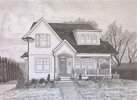 9x12, Drawing of House, Pencil Sketch, Pencil, House Drawing, House ...