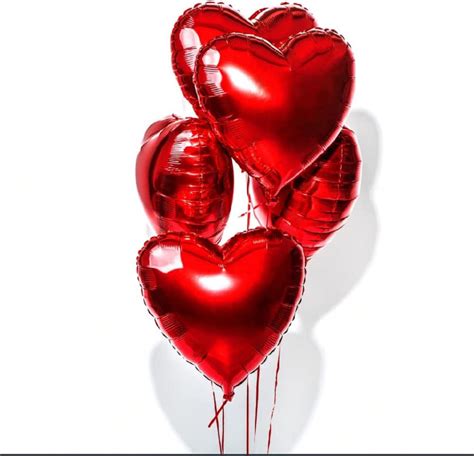 PMU Valentines Day Red Heart Shaped 18 Inches Mylar - Foil Balloons ...