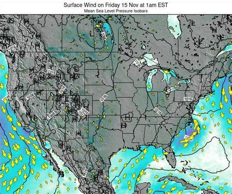 United States Surface Wind on Wednesday 06 Nov at 1pm EST