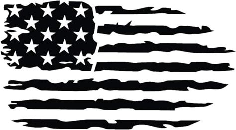 Amazon.com: Tattered US American Flag Decal - Subdued Matte Black White ...