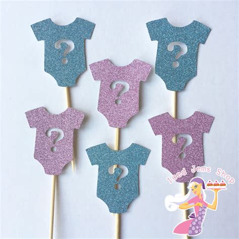 Gender Reveal Glitter Cupcake Toppers 6 Pack – Iced Jems Shop