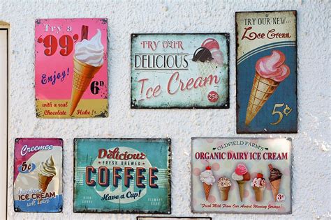 HD wallpaper: assorted ice cream-themed posters, sign, vintage, retro ...