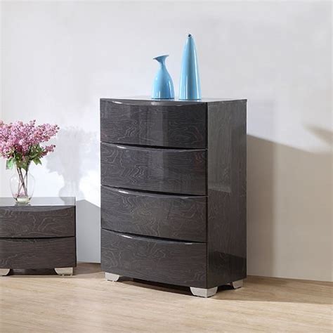 Parker Chest of Drawers In Grey High Gloss With 4 Drawers | Furniture ...