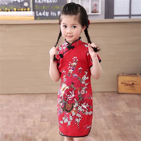 2019 baby girl Chinese dress clothes summer style children cotton short ...