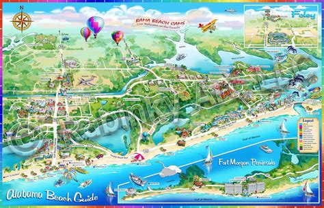 Illustrated Maps: Alabama Beach Guide Illustrated Map | Alabama beaches ...