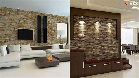 Living Room Interior Stone Wall Cladding Design - bestroom.one