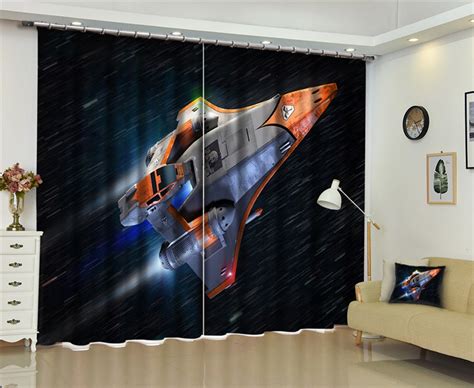 Astronaut and Spaceship Window Curtains - SpaceHomeDecors.com