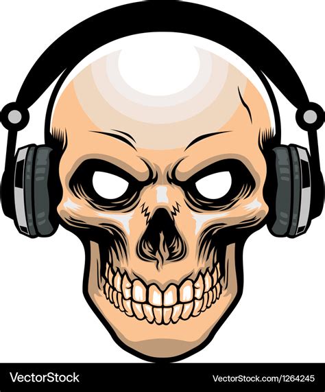 Skull wearing headphone Royalty Free Vector Image