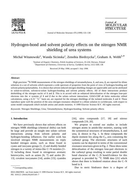 (PDF) Hydrogen-bond and solvent polarity effects on the nitrogen NMR ...