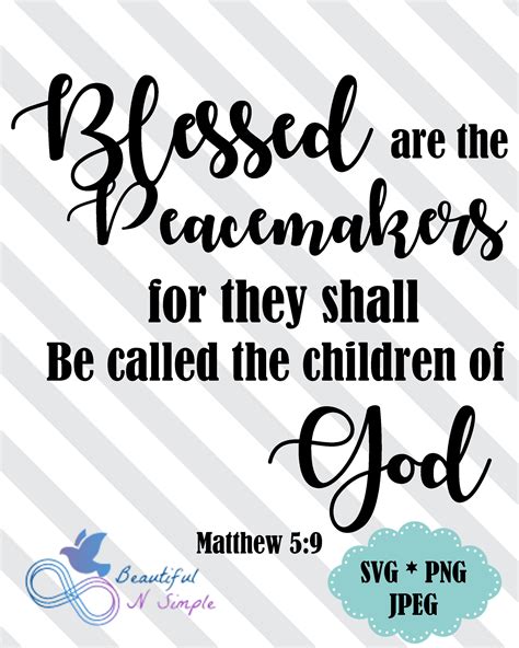 Blessed are the Peacemakers Matthew 5:9 Bible Verse Verses | Etsy