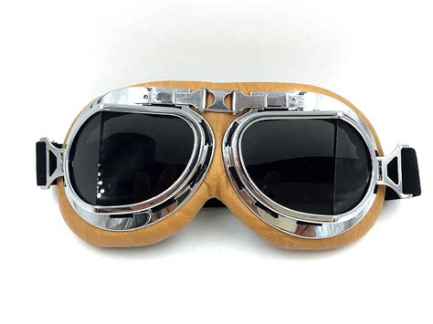 Vintage Aviator Pilot Goggles for Cruiser Chopper Motorcycle Scooter ...