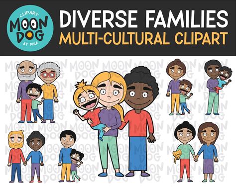 Diverse Families Multi-cultural Clipart - Etsy