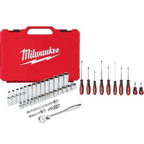 Milwaukee 3/8 in. Drive Metric Ratchet and Socket Mechanics Tool Set ...