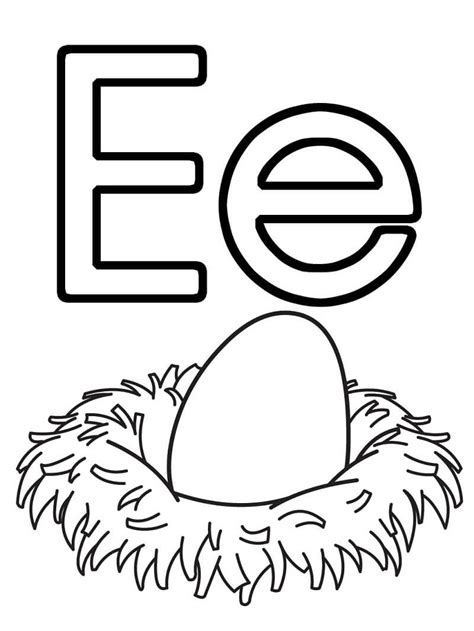 Egg Letter E Coloring Page - Free Printable Coloring Pages for Kids