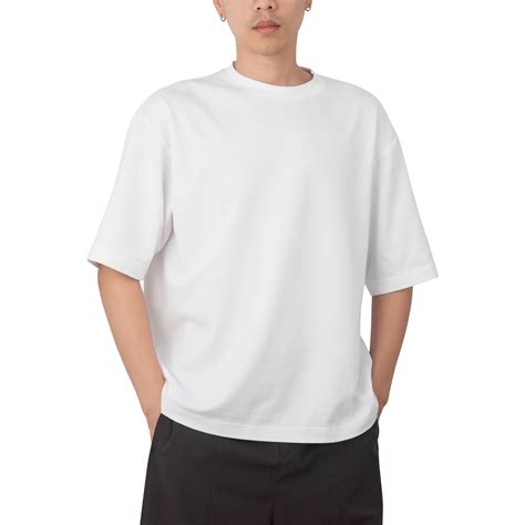 Man in white oversize t-shirt mockup, Design template 8586997 PNG