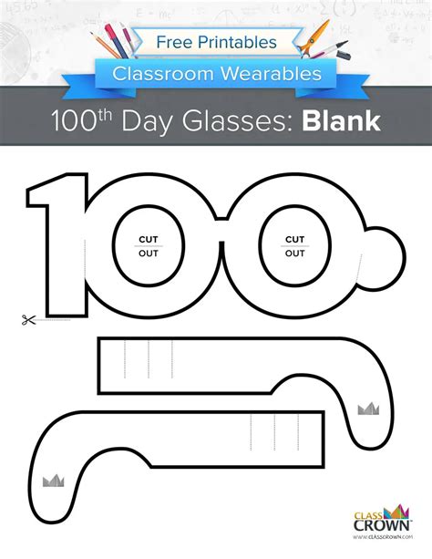 100th Day of School Glasses: Blank - Wearables | ClassCrown