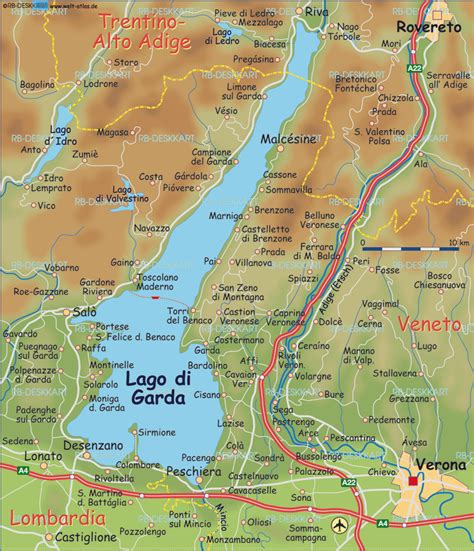 Map of Lake Garda (Italy) - Map in the Atlas of the World - World Atlas