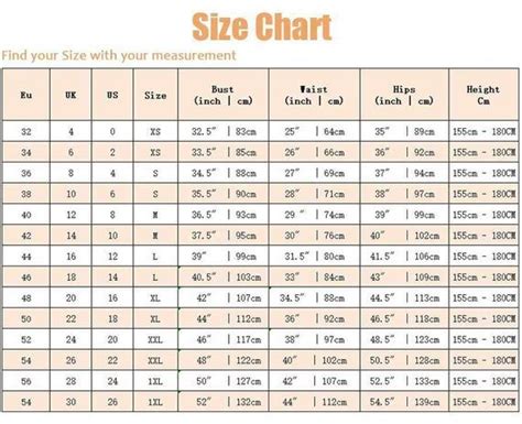 Ylistyle Standard Size Chart - Etsy | Dress size chart women, Size ...