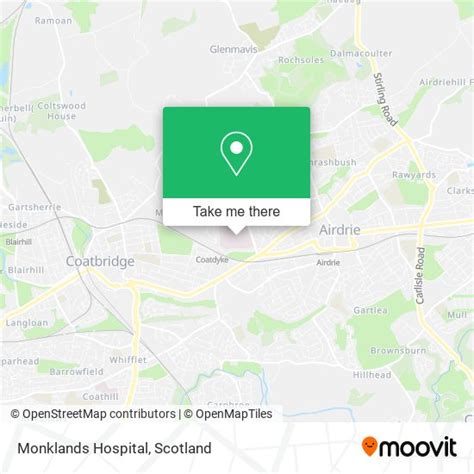 How to get to Monklands Hospital in Airdrie by bus or train?