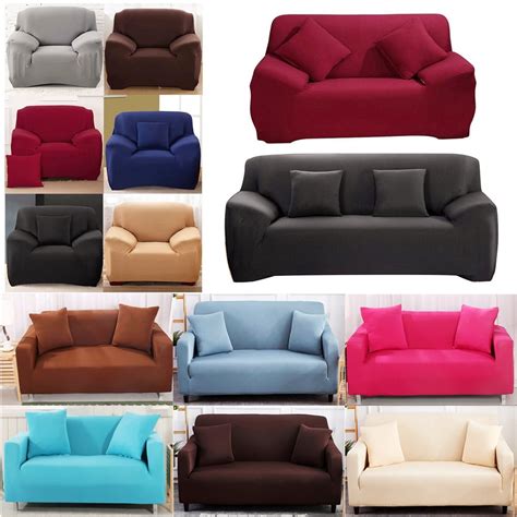 Solid Color Super Stretch Sofa Cover Recliner Lounge Settee Armchair ...