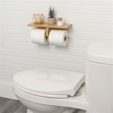 Bamboo Double Dual Toilet Paper Holder with Shelf, 1 Count - Kroger