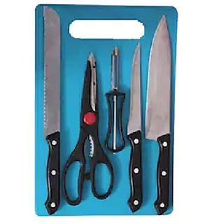 Buy Kitchen Knife set with Chopping Board Set of 6 Online @ ₹399 from ...