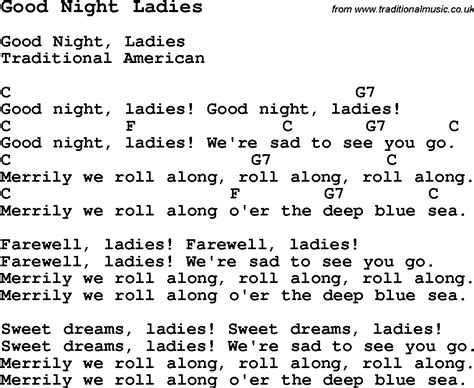 Traditional Song Good Night Ladies with Chords, Tabs and Lyrics