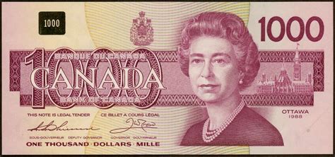 Canada 1000 Dollars banknote 1988 Queen Elizabeth II|World Banknotes ...