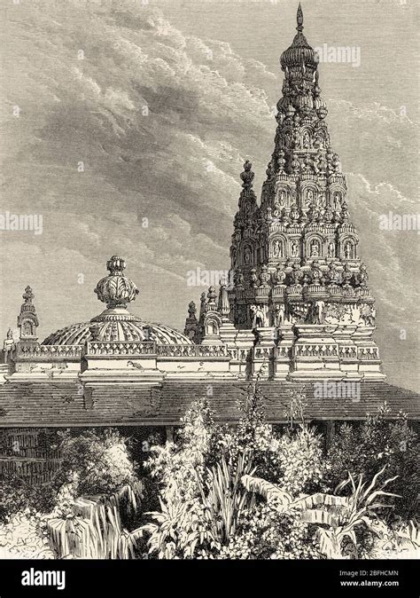 Indian temple in Mumbai, India. Old engraving illustration from El ...