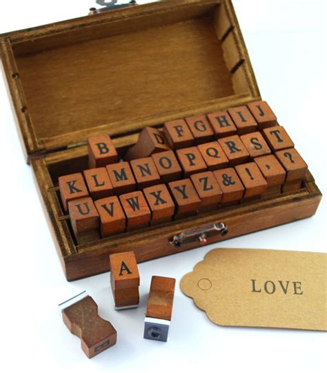 Wooden Alphabet stamps in antique style wooden box | Wooden alphabet ...