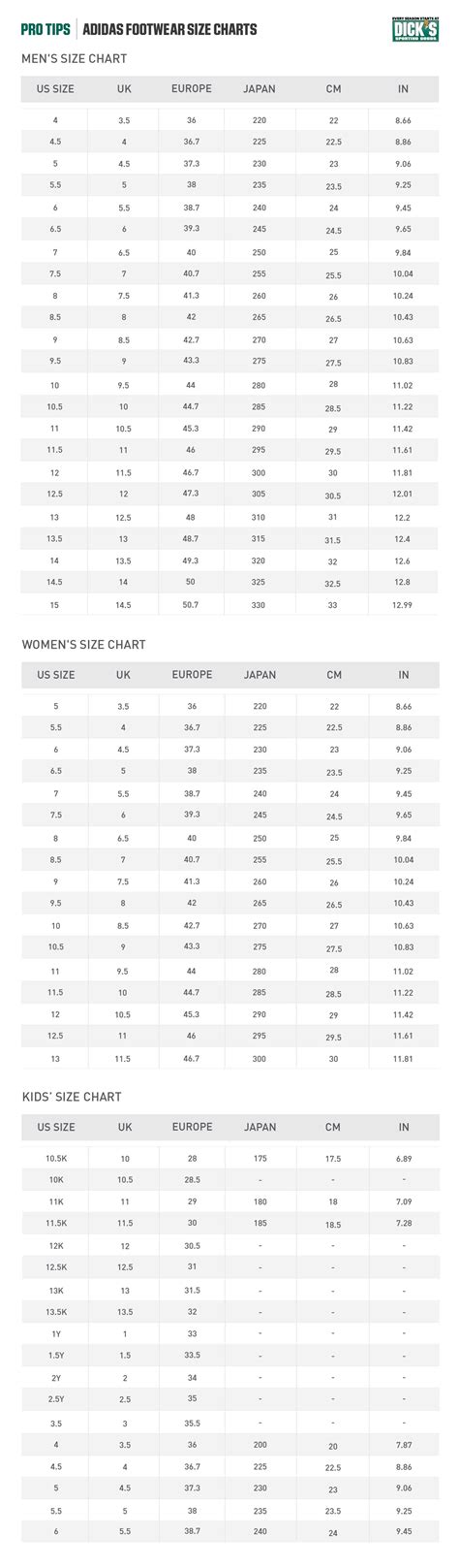 Adidas Size Chart Cm