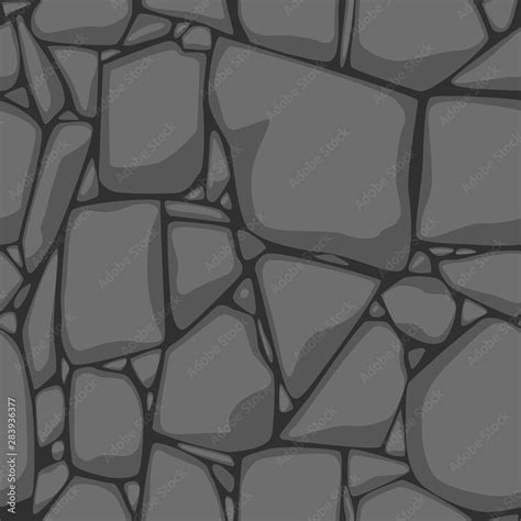 Flat Seamless stone texture. Gray stones background. Cartoon vector ...