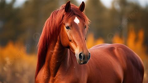 Close Up Of A Beautiful Horse Standing In An Outdoors Scene Background ...