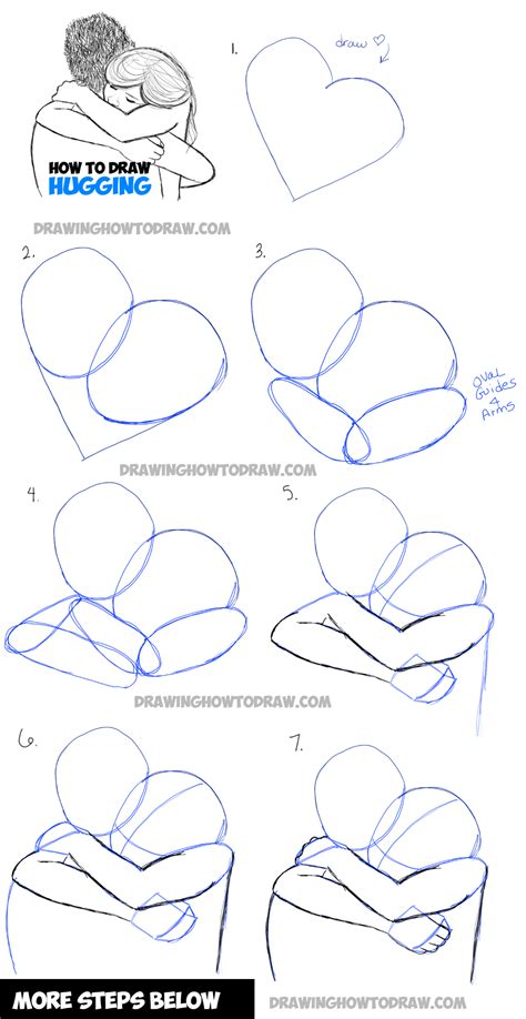 How to Draw Two People Hugging : Drawing Hugs Step by Step Drawing ...